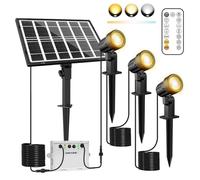 MEIKEE Spot Solaire Extérieur 3 en 1 Lampe Solaire Jardin avec Télécommande, étanche IP66, 3 Modes, Couleur et Luminosité Réglables, 5000mAh, Lumière LED Solaire pour Jardin, Pelouse, Chemin