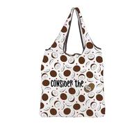 MEIKIUP Consider the Cococonuts Gifts for Beach Lovers You're Welcome Sacs d'épicerie réutilisables Motif fruits Sac de courses pliable, Coconut F-bag-uk, 16.6” x 15.7” x 3.9”