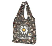 MEIKIUP Daisy Sac d'épicerie réutilisable avec citation amusante de marguerite « When You Can't Find the Sunshine », Daisy F-bag-uk, 16.6” x 15.7” x 3.9”