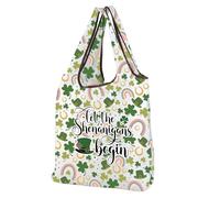 MEIKIUP Irish Blessing Gifts Sac fourre-tout pliable Motif trèfle Inscription Let the Shenanigans Begin, Irish F-bag-uk, 16.6” x 15.7” x 3.9”