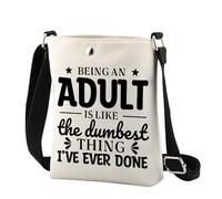 MEIKIUP Petit sac à bandoulière amusant pour hommes et femmes adultes « Being an Adult Is the Dumbest Thing I Have Ever Done », Sarcastic Crossbody-uk, 21.5*17*4.6cm