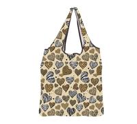 MEIKIUP Sac d'épicerie réutilisable avec imprimé animal de safari africain, cadeau d'amour, zèbre, léopard, sac de courses fourre-tout, tient dans la poche, Heart Love F-bag-uk, 16.6” x 15.7” x 3.9”