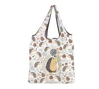 MEIKIUP Sacs d'épicerie réutilisables en forme de hérisson, cadeau mignon pour les amateurs de hérisson, sac fourre-tout pliable motif hérisson est mon esprit, Hedgehog F-bag-uk, 16.6” x 15.7” x 3.9”