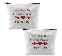 MEIKIUP Trousse de maquillage de voyage pour jumeaux avec inscription « Born Together Friends Forever », Jumeaux Bags-uk, 1