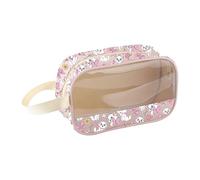 MEIKIUP Trousse de maquillage transparente avec motif chats de dessin animé « You 've Got to Be Kitten Me » pour les amoureux des animaux de compagnie, Anime Cat Sac transparent, Trousse de maquillage
