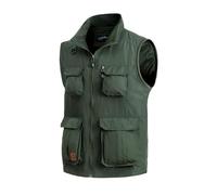 MeiLayM Hommes Gilet de Plein Air Multi-Poches Gilet da Été Pêche Gilet pour Léger Respirant Veste Séchage Rapide Gilet Sans Manches Veste de Sport Chasse Camping Gilet de Photographie Vert,S