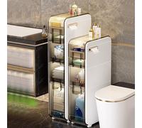 MEILISHAOMEI Armoire de rangement pour petits espaces, meuble de toilette latéral pour salle de bain mince, meuble de rangement d'angle pour papier toilette avec 2/3/4 tiroirs