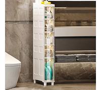 MEILISHAOMEI Armoire de salle de bain étroite et mince, 3/4/5 niveaux, organiseur latéral avec tiroirs en plastique et roulettes - Commode étroite robuste pour petit format