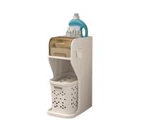 MEILISHAOMEI Armoire de salle de bain, panier à linge, armoire de rangement fine pour papier toilette avec panier et tiroirs transparents, armoire de sol étroite, roulettes mobiles pour petits espaces