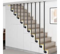 MEILISHAOMEI Balustres, colonnes, poteaux latéraux en Fer forgé en Forme de L, Garde-Corps d'escalier antidérapants, Rampe en métal Noir pour Villas, loft, décoration (70 cm)