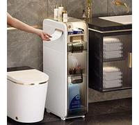 MEILISHAOMEI Meuble de sol de salle de bain - Organisateur de toilettes étroit blanc multifonctionnel Armoire latérale au sol - Petit rangement de salle de bain, meuble de toilette mince (couleur