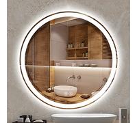MEILISHAOMEI Miroir de Salle de Bain à LED Mural, Miroir Rond Intelligent antibuée avec variateur d'intensité et éclairage 3 Couleurs, éclairage Haute luminosité.