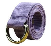 MeiLiSis Ceinture Double D Anneaux - Ceinture Décontractée en Toile Solide pour Homme Femme, Couleur Unie Sangle Ceinture Double Boucle D Anneau Boucle, Jeans Ceinture Ceinture,Violet,130 Cm
