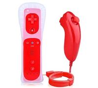 MeiLiu Manette Wii et Nunchuck sans fil avec étui en silicone pour Wii - Rouge