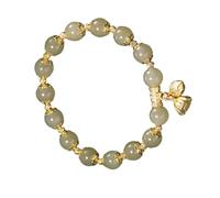 Meiliyizu Chaîne de poignet pour femme avec cordon élastique et perles de verre, motif lotus, fleur, style chinois traditionnel