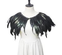 Meiliyizu Châle, châle victorien, gothique, plume, épaule, ailes de sorcière, faux col, châle avec ruban cravate pour costume d'Halloween