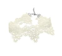 Meiliyizu Collier ras du cou en dentelle, collier ras du cou vintage en dentelle, pendentif élégant, longueur réglable, collier élégant pour femme, accessoire de bijoux tendance, beige