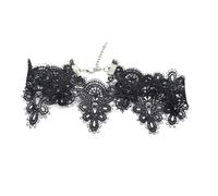 Meiliyizu Collier ras du cou en dentelle, collier ras du cou vintage en dentelle, pendentif élégant, longueur réglable, collier élégant pour femme, accessoire de bijoux tendance, noir