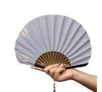 Meiliyizu Éventail pliable en coton et lin, cadre en bois, léger, idéal pour les voyages, pièce décorative pour les journées chaudes