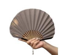 Meiliyizu Éventail pliable en coton et lin, cadre en bois, léger, idéal pour les voyages, pièce décorative pour les journées chaudes