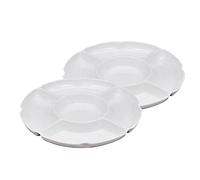 Meiliyizu Lot de 2 plateaux de service ronds à 5 compartiments, blanc, pour la maison, les fêtes, les bars, les apéritifs