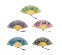 Meiliyizu Lot de 5 éventails pliants en bambou style chinois motif panda, accessoires de danse traditionnels, outil de refroidissement artistique chinois, décoration murale