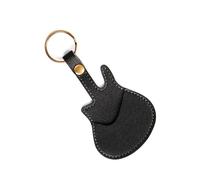 Meiliyizu Récipient pour médiator de guitare avec porte-clés - Texture PU, Noir