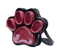 Meiliyizu Sac à dos pour femme avec joli thème patte de chat et compartiments fonctionnels, sac à bandoulière en polyuréthane pour sac à bandoulière essentiel, noir/rouge, One Size