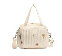 Meiliyizu Sac à langer brodé pour mamans, sac à langer à la mode fleur ours bébé organisateur cas avec sangle réglable