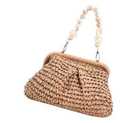 Meiliyizu Sac de paille grande capacité à bandoulière respirant Sac à main de voyage pour la plage et le shopping Activité de plein air Épaule en rotin, kaki, One Size
