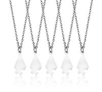 Meilleur ami amitié Porte-clés Ensemble de 5 Puzzle Assorti Gravure personnalisée Pentagramme Pendentif Ensemble Cadeaux pour Famille Soeurs Cadeau (Five-Pointed Star Silver Necklace)