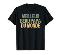 Meilleur Beau Papa Du Monde T-Shirt Humour Fête des Pères Homme Adulte Noir T-Shirt Proverbes de Beau-Papa S