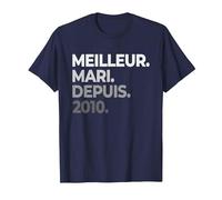Meilleur Mari Depuis 2010 13 Ans de Mariage Noces de muguet T-Shirt, Homme, Bleu Marine, 5XL