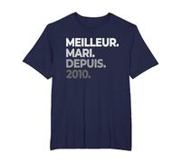 Meilleur Mari Depuis 2010 13 Ans de Mariage Noces de muguet T-Shirt, Homme Grandes Tailles, Bleu Marine, 3X Tall