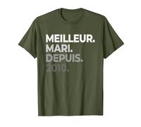 Meilleur Mari Depuis 2010 13 Ans de Mariage Noces de muguet T-Shirt, Homme, Olive, L