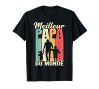 Meilleur Papa du Monde Vintage Père et 2 Enfants T-Shirt