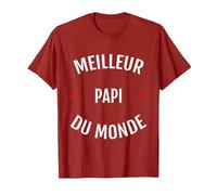 Meilleur Papi du Monde Fête des Grands Pères Cadeau T-Shirt, Homme, Canneberge, M