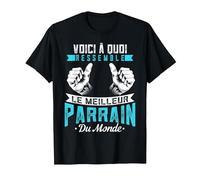 Meilleur Parrain du Monde Oncle Parrain Cadeau T-Shirt, Homme, Noir, M