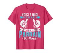 Meilleur Parrain du Monde Oncle Parrain Cadeau T-Shirt, Homme, Rouge Chiné, M