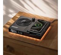 Meilleur savoir JMK-D01 Haut-parleur Bluetooth Charge sans fil Horloge numérique LED Chargeur sans fil Hautréusavec fonction d'aromathérapie - Type Deep wood grain