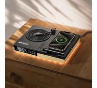 Meilleur savoir JMK-D01 Haut-parleur Bluetooth Charge sans fil Horloge numérique LED Chargeur sans fil Hautréusavec fonction d'aromathérapie - Type Shallow wood grain