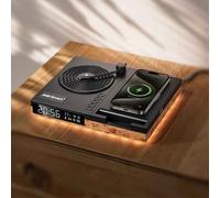 Meilleur savoir JMK-D01 Haut-parleur Bluetooth Charge sans fil Horloge numérique LED Chargeur sans fil Hautréusavec fonction d'aromathérapie - Type Peach wood grain