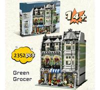 Meilleur vendeur 2352 pièces créateur vue sur la ville architecture européenne épicerie verte 10185 bloc de construction enfants cadeaux de noël 2352 pièces