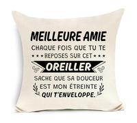 Meilleure Amie Chaque Fois Que tu Te reposes sur ce Oreiller Housse de Coussin pour Meilleure Amie Anniversaire Graduation Cadeau de Noël (Meilleure Amie-b)