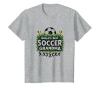 Meilleure championne de Grand-mère de Football au Monde pour Femmes T-Shirt, Enfant, Gris Chiné, 2 Ans