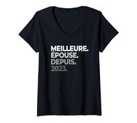 Meilleure épouse Depuis 2023 noce de mariage couple marié T-Shirt avec Col en V