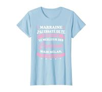 Meilleure Marraine du Monde Super Cadeau Anniversaire T-Shirt, Femme, Bleu Céleste, 3XL