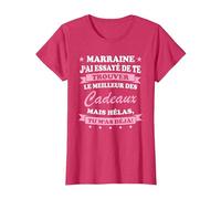 Meilleure Marraine du Monde Super Cadeau Anniversaire T-Shirt, Femme, Rouge Chiné, S