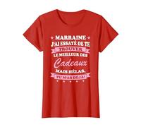 Meilleure Marraine du Monde Super Cadeau Anniversaire T-Shirt, Femme, Rouge, S
