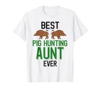 Meilleure Tante chasseuse de cochons de Tous Les Temps : Tante chasseuse de Sanglier T-Shirt Graphique avec Valeur, Homme, Blanc, M